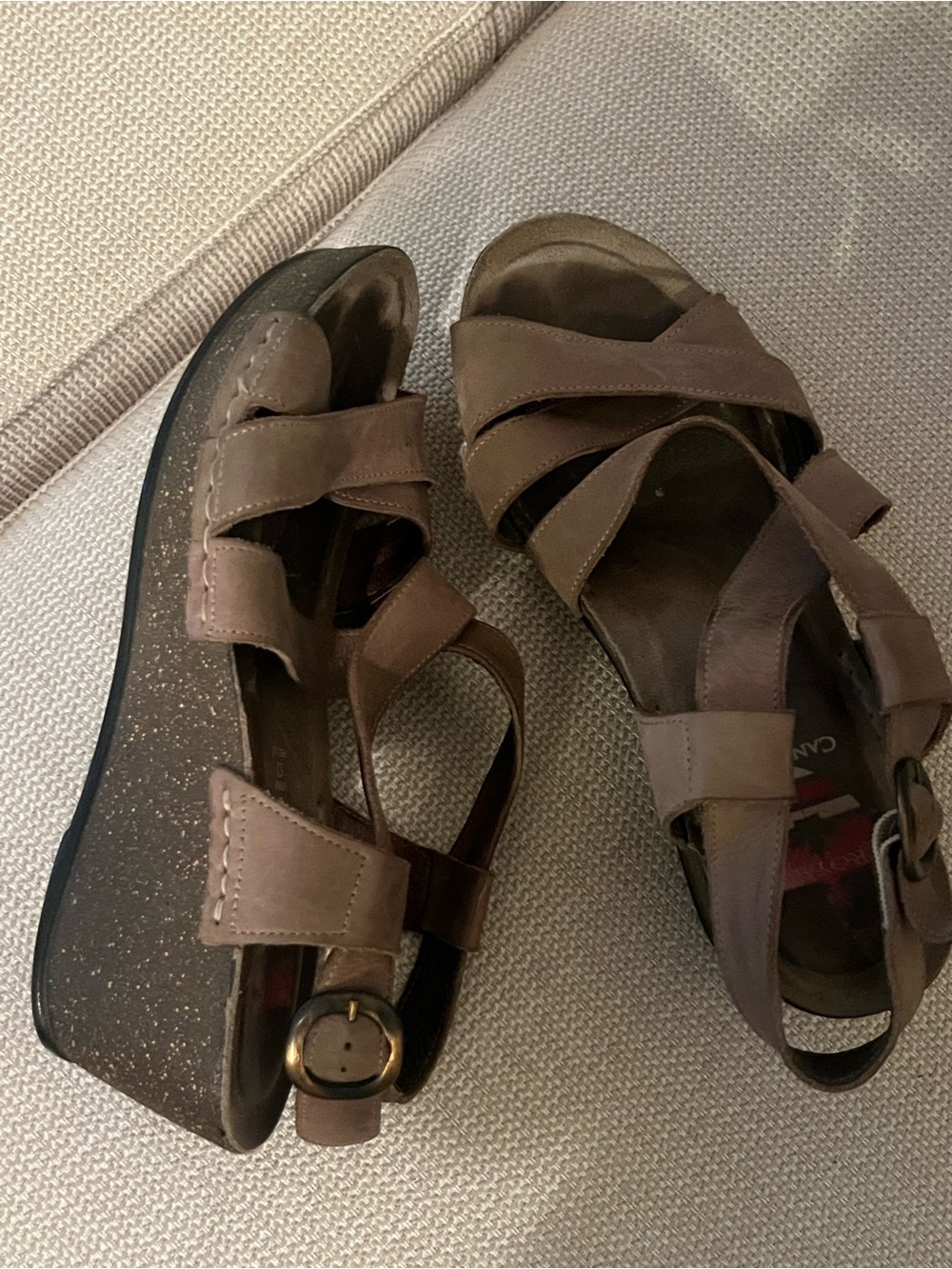 Women’s Brown Strappy Wedge Leather Sandals
